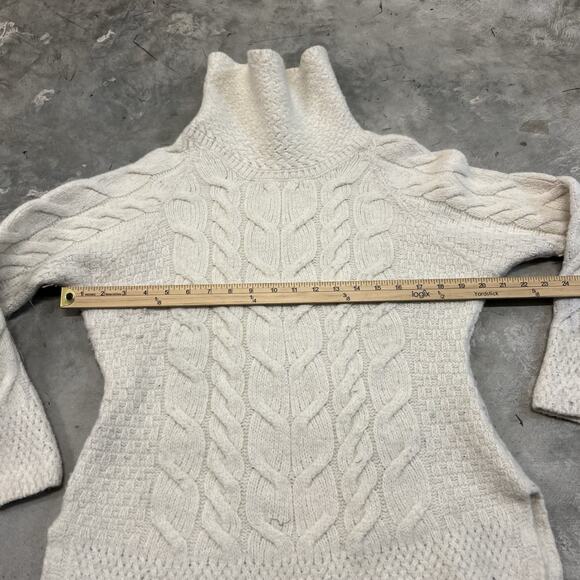 Shannon Woolen Mills Sweater Women Small White Beige Ireland Thick Turtleneck - Picture 5 of 6